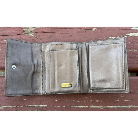 PERLINA Vintage Grey Metallic Leather Wallet Credit Card Holder - Picture 5 of 12
